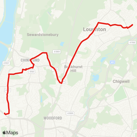 TfL Crooked Billet, Sainsbury's - Loughton - Debden map