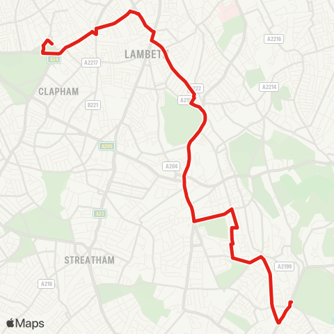 TfL Crystal Palace - Gipsy Hill - W Norwood - Tulse Hill - Herne Hill - Railton Rd - Brixton - Stockwell Green - Clapham N - Clapham Common map