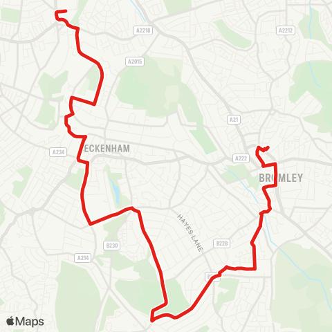 TfL Bromley N - Beckenham - Lower Sydenham map