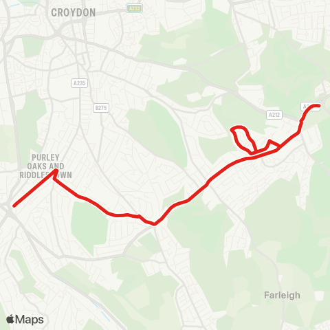 TfL Purley Cross - Selsdon - Addington Village map