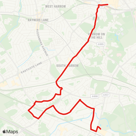 TfL Harrow - Lower Rd - S Harrow - Northolt Pk - Racecourse Estate - Northolt Sta - Oldfields Circus - Greenford Sta - Greenford, Westway Cross map