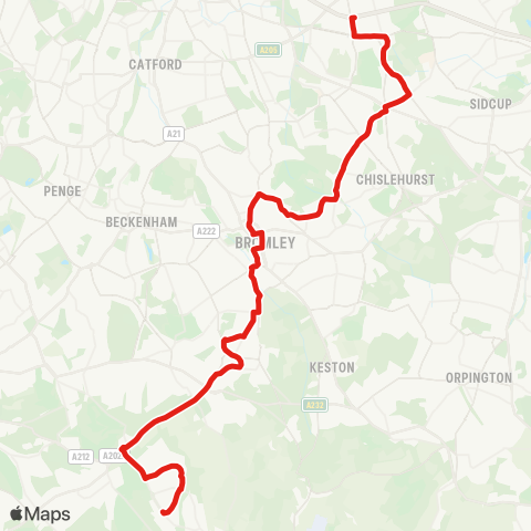 TfL Eltham - New Eltham - Elmstead Woods - Bromley - Hayes - New Addington map