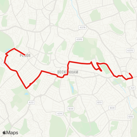 TfL Penge - Beckenham - Bromley North map