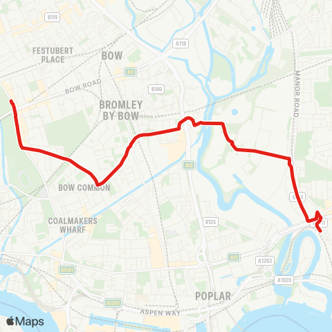 TfL Canning Town - Bromley-By-Bow - Mile End map