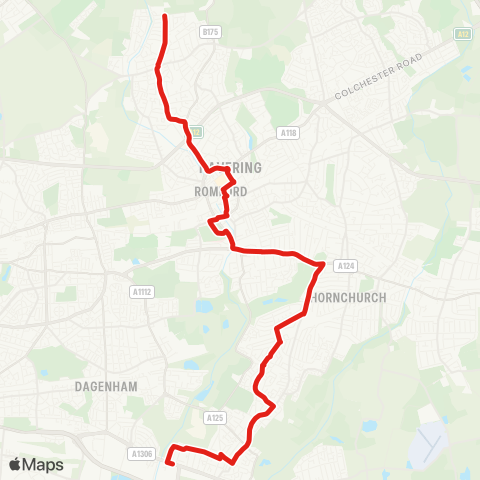 TfL Beam Pk, New Rd - Elm Pk - Romford - Havering Pk map