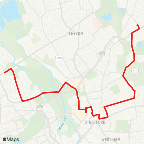 TfL Wanstead - Wanstead Pk - Forest Gate Sta - Maryland - Stratford - Velopark - Homerton - Clapton Pk - Clapton Pond map