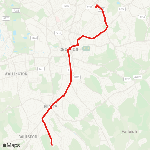 TfL Purley, Old Lodge Ln - Reedham Sta - Purley - S Croydon - Croydon Town Ctr - E Croydon Sta - Addiscombe - Woodside - Norwood Jct map