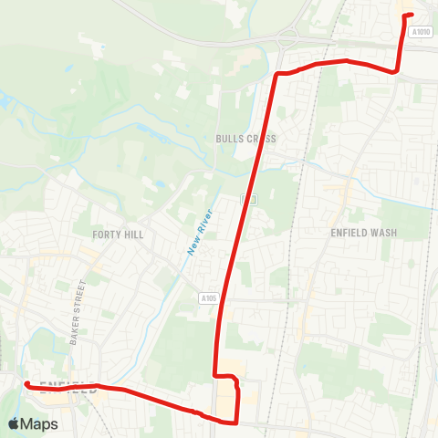 TfL Waltham Cross - Great Cambridge Rd - Enfield map