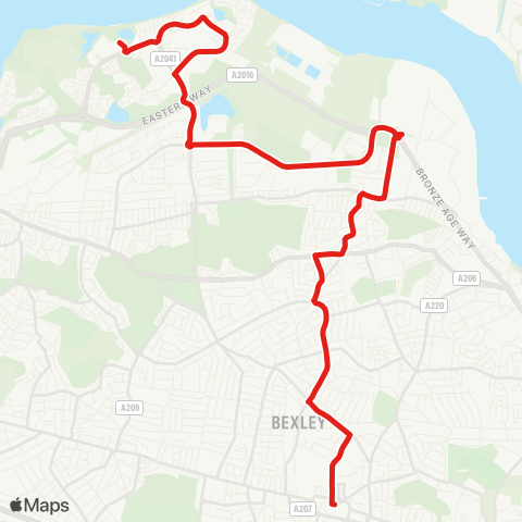 TfL Thamesmead - Belvedere - Bexleyheath map