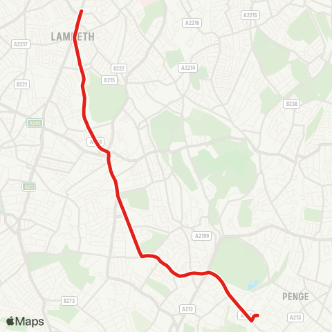 TfL Brixton - Tulse Hill - Crystal Palace - Anerley Sta map