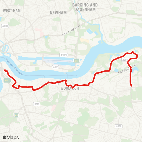 TfL N Greenwich - Plumstead - Thamesmead - Abbey Wood map