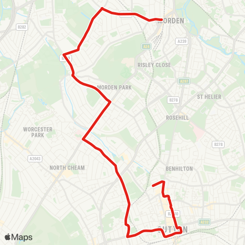 TfL Sutton - Morden map