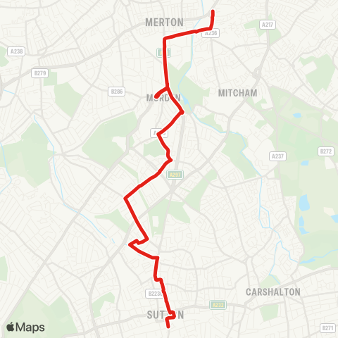 TfL Colliers Wood - Morden - St Helier - Sutton Common - Sutton Sta map