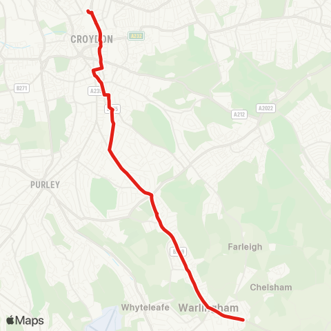 TfL Warlingham - Sanderstead - West Croydon map