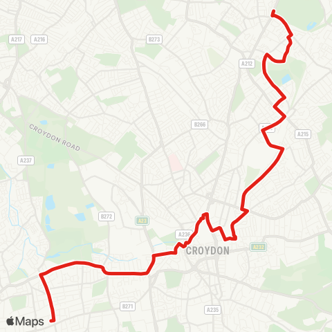 TfL Crystal Palace - Norwood Jct - Davidson Rd - Croydon - Waddon - Wallington map