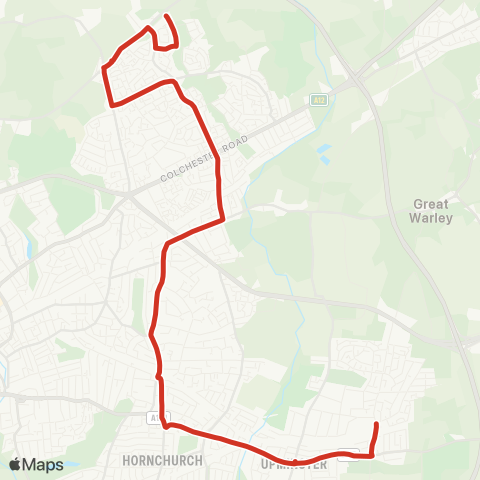 TfL Noak Hill - Upminster - Cranham map