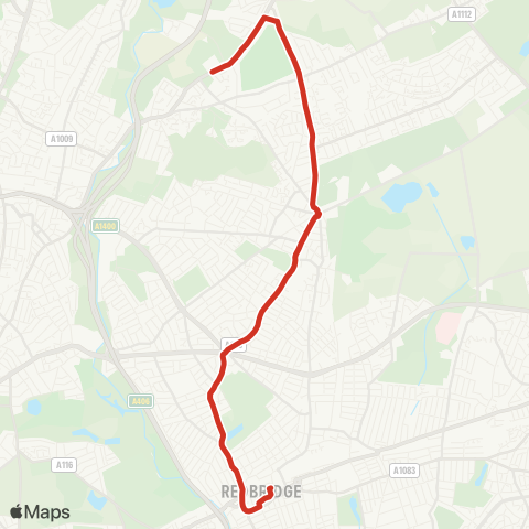 TfL Ilford High Rd, Hainault St - Gants Hill - Barkingside - Chigwell, W Hatch Sch map