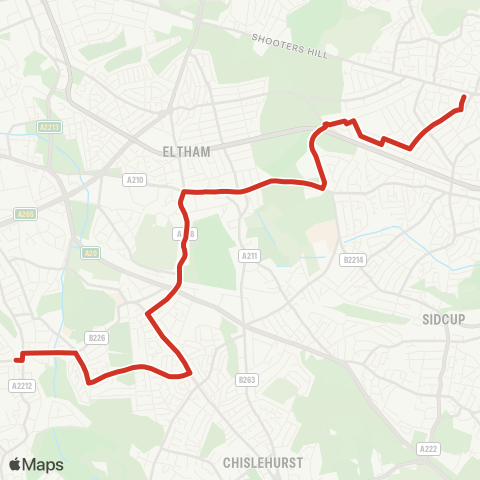 TfL Grove Pk - Mottingham - Eltham - Stationers' Crown Woods Academy - Falconwood - Welling Corner map