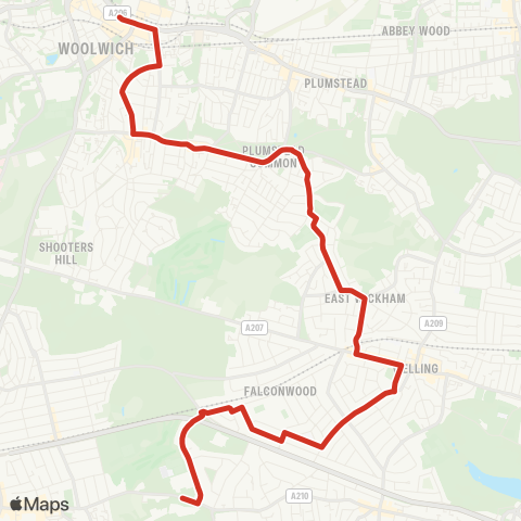 TfL Stationers' Crown Woods Academy - Falconwood - Welling - Plumstead Common - Woolwich map