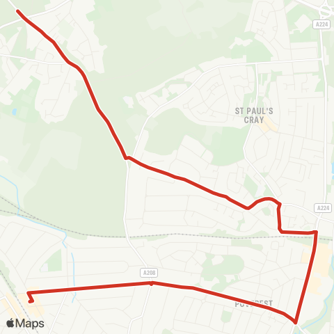 TfL Petts Wood - St Mary Cray - Chislehurst, War Mem map