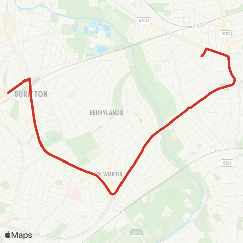 TfL Surbiton - Tolworth - Holy Cross School map