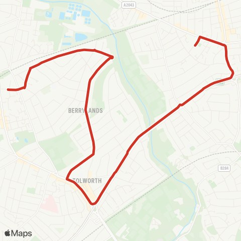 TfL Surbiton - Tolworth - New Malden - Holy Cross Sch map