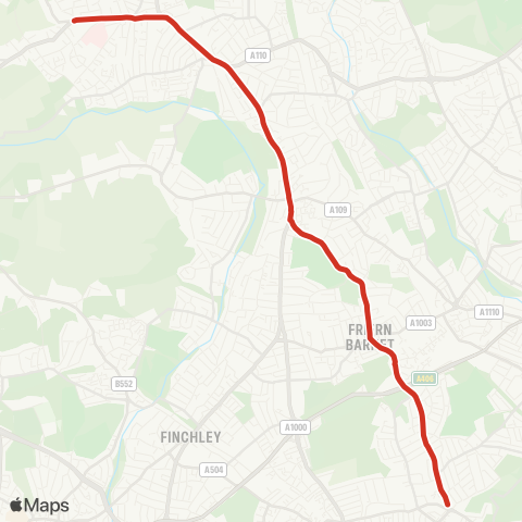 TfL Muswell Hill - Colney Hatch Ln - Friern Barnet - Whetstone - High Barnet - Barnet, Arkley Hotel map