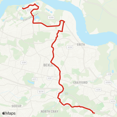 TfL Thamesmead - Thamesmead E - Belvedere - Bexleyheath - Bexley - Wilmington Schools map