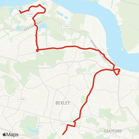 TfL Thamesmead - Abbey Wood - Belvedere - Erith - Barnehurst - Townley Grammar Sch map