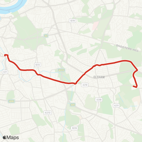 TfL Lewisham - Lee Green - Eltham Green - Eltham - Crown Woods Sch map