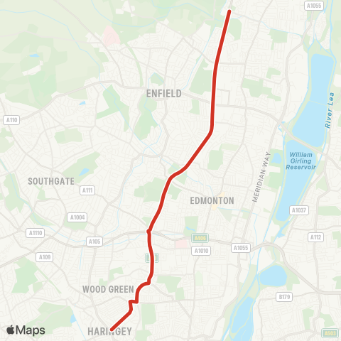 TfL Turnpike Ln - Edmonton (Cambridge) - St Ignatius Coll map