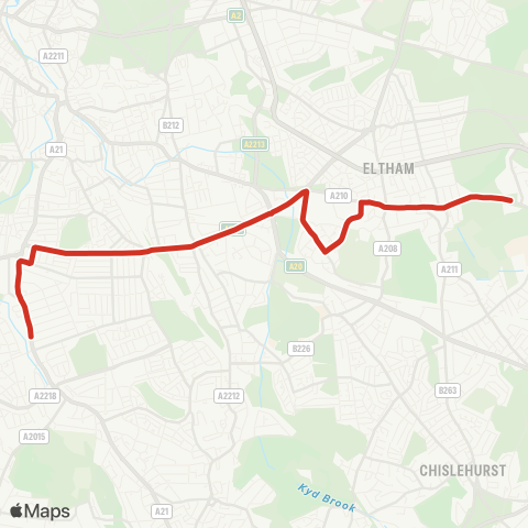 TfL Bellingham, Catford Bus Garage - Catford - Hither Green - Eltham - Crown Woods Sch map