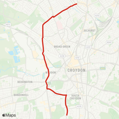 TfL Thornton Heath Sta - Purley, Harris Academy map