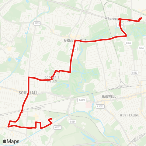 TfL Southall, Toplocks Estate - Havelock - Southall - Dormers Wells - Golf Links Estate - Greenford - Ruislip Rd E - Medway Estate - Perivale, Tesco map