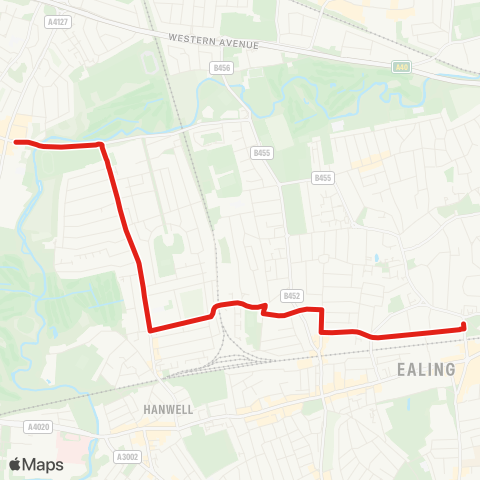 TfL Greenford Bway - Greenford Av - Drayton Bridge Rd - Drayton Green Sta - Gordon Rd - Ealing Bway map