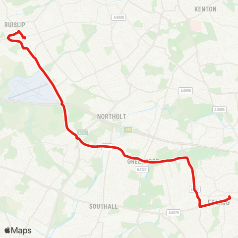 TfL Ruislip - Ruislip Gardens - Yeading White Hart - Greenford Bway - Scotch Common - W Ealing - Ealing Bway map