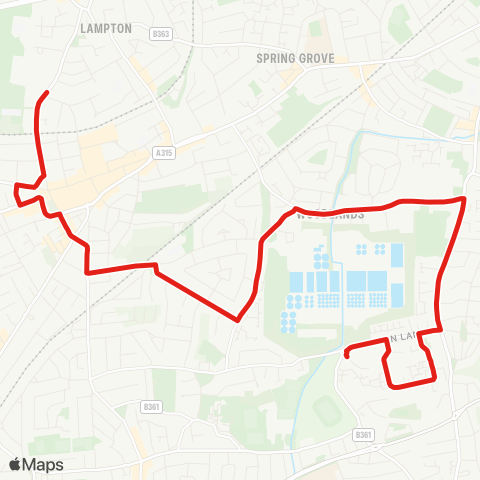 TfL Hounslow Central, Lampton Pk - Central Av - Isleworth Library - Ivybridge - Twickenham, Tesco map