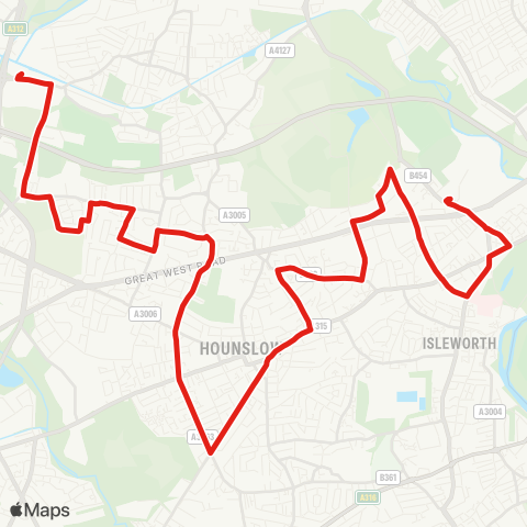 TfL Bulls Bridge - Heston - Hounslow - Spring Grove - Osterley - W Middlesex Hosp - Syon Ln - Osterley, Tesco map