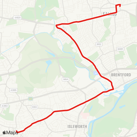 TfL Hounslow - Boston Manor - Ealing Bway map