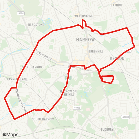 TfL Northwick Pk Hosp - Harrow - S Harrow - Rayners Ln - N Harrow - Wealdstone - Kenton - Northwick Pk Hosp map