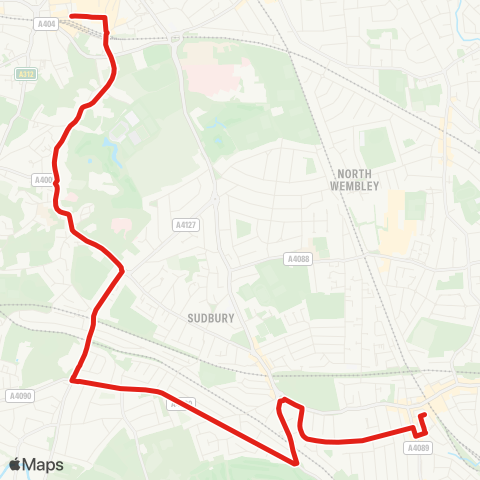 TfL Harrow - Harrow-On-The-Hill - Sudbury Hill - Sudbury Town - Chaplin Rd - Wembley Central map