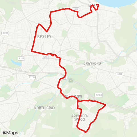 TfL Erith - Bexleyheath - Joydens Wood - Bexley map