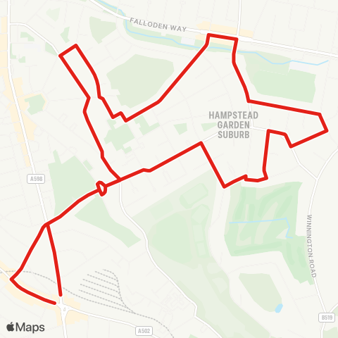 TfL Hampstead Garden Suburb and Golders Green Circular map