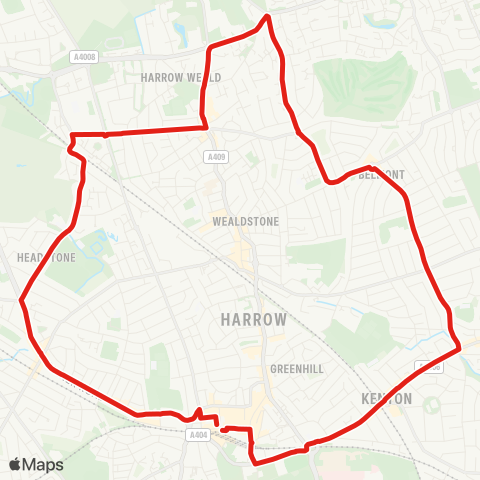 TfL Harrow - Belmont - Headstone Ln - Harrow map