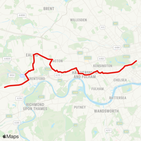 TfL Green Pk - Hammersmith - Osterley Friday Night / Saturday Morning Only map