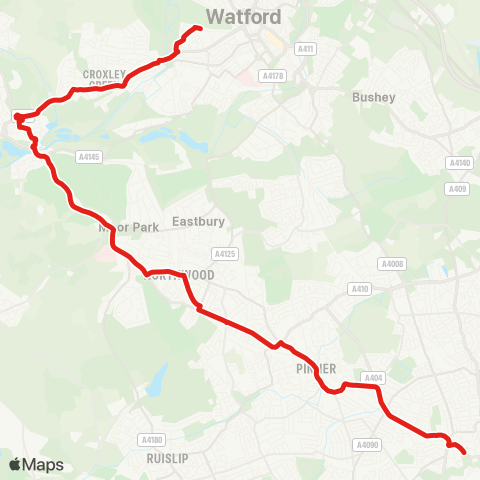 TfL Watford - Harrow-On-The-Hill map