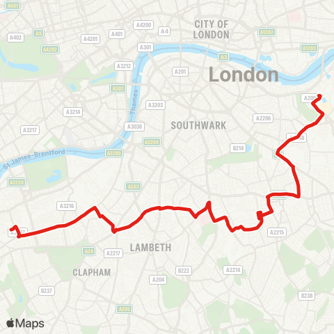 TfL Canada Water - Clapham Junction map