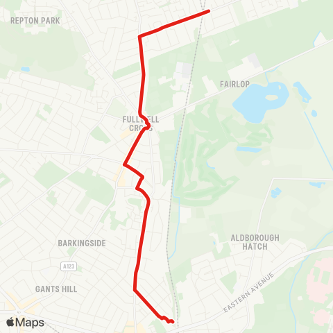 TfL Hainault - Newbury Park map