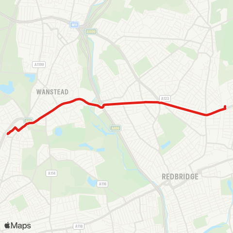 TfL Leytonstone - Redbrige - Newbury Park map