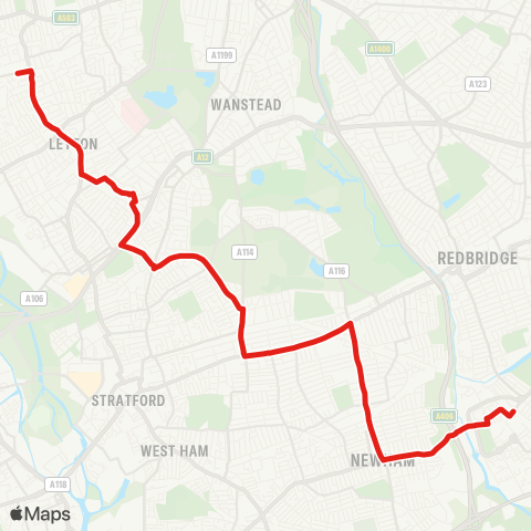 TfL Walthamstow Central - Barking map